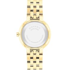 Display your elegant style with this ladies’ Movado Museum® Classic 1/4 ct. t.w. diamond watch with a mother-of-pearl dial. The mother-of-pearl dial features gold-toned hands and signature dot marker. 30.0mm gold-toned PVD-plated stainless steel case with sapphire crystal and a diamond-adorned bezel. Swiss quartz movement keeps accurate time. The gold-toned stainless steel link bracelet secures with a deployment clasp. Water resistant to 30 meters, this watch includes a 2-year limited manufacturer warranty. We are an authorized Movado dealer. Elegant White Diamond Watch With Date Indicator, Yellow Gold Diamond Watch For Formal Occasions, Elegant Yellow Gold Diamond Watch With Date Indicator, Elegant Gold Watches With Date Indicator, Elegant Gold Diamond Watch With Date Indicator, Elegant Yellow Gold Watches With Date Indicator, Elegant Diamond Watch With Date Indicator, Business Diamond Watch With Round Dial, Dot Markers