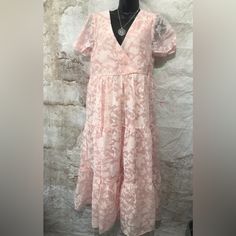 Questions? Leave A Comment Below! Pink V-neck Chiffon Dress For Brunch, Feminine Pink V-neck Chiffon Dress, Feminine Floral V-neck Chiffon Dress, Feminine V-neck Chiffon Dress For Garden Party, V-neck Chiffon Dress For Garden Party, Pink V-neck Chiffon Dress For Garden Party, V Neck Dress, Leave A Comment, Dress Outfits