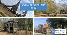 several different pictures with the words wnyyard woodland park