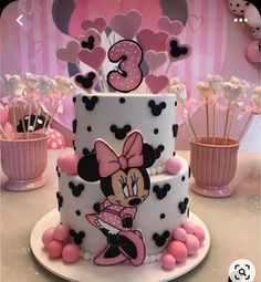 Minnie Mouse 3rd Birthday Outfit, Minnie Mouse Birthday Theme Cake, 3rd Birthday Cake Ideas, Mini Birthday Cake Ideas For Her, Minnie Mouse Treats Table, Pink Minnie Mouse Cake, Minnie Mouse 1st Birthday Cake, Minnie Mouse Birthday Cake, 4de Verjaardag