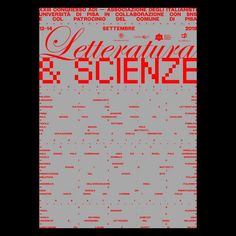 a poster with the words'literature and science'written in red on grey paper