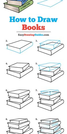 how to draw books for kids with easy drawing guides on the page, and instructions