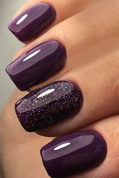 Party Gel Nails, Ongles Gel Violet, Fall Gel Nails, Purple Nail Polish, Purple Nail, Fancy Nails, Chic Nails