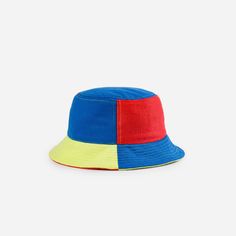 Colorful jacquard knit bucket hat with deadstock neon topstitching. Details Body: 100% Acrylic Lining: 100% CottonMachine wash gentle, lay flat to reshape and dry8.5"w, 3.5"h, 2.25" brim Knit Bucket Hat, Jacquard Knit, Melon, Lay Flat, Cobalt, Color Blocking, Bucket Hat, Blush, Neon