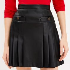 Faux Leather, Clever Buttoned Pockets Punctuate This Polished Yet Flirty Pleated Skirt With Mod-Chic. Back Zip. Length 19" Long Mini - Hits Above The Knee Pleated Leather Skirt, Pocket Skirt, Fall Winter Wardrobe, Skirts With Pockets, Above The Knee, Effortless Style, Pleated Skirt, The Knee, Leather Skirt