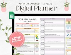 ADHD Planner for Google Sheets Adhd Digital Planner Daily Self Care Planner Adhd Planner Adult for Spreadsheet Template 2024 - Etsy ultimateplanner #kidplannerprintable #plannerminimalist⌨ Multiple Tables, Daily Self Care, Interactive Calendar, Google Spreadsheet, Self Care Planner, Planner Writing, Colorful Stickers, Schedule Organization, Planner Minimalist