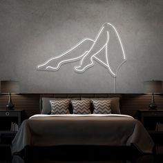 Our SEXY LEGS neon sign is the perfect artistic touch to any room to emphasise a bit of sensuality. Light up your bathroom today with this awesome artwork neon sign. BACKING STYLE : Cut To Shape - The clear acrylic backing is cut around the shape of the design. *If you require a different Backing Style please specify this under the Special Instructions field on your Shopping Cart page. All our neon signs are made on request, to allow for the highest quality craftsmanship possible for your satisf Shoes Neon Sign, Neon Body Sign, Hand Neon Sign, Neon Silhouette, Spicy Neon Sign, Feminist Neon Sign, Beauty Space, Awesome Artwork, Beauty Salons