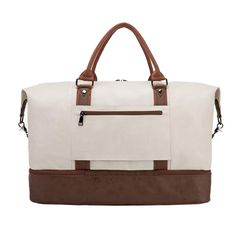 Discover the perfect travel companion with this elegant accented travel duffel bag. Combining style and functionality, this bag is ideal for both short trips and daily use, offering good space and a sophisticated design. Features: Material: Crafted from durable faux leather with sturdy canvas accents for a refined look Special Features: Equipped with a separate bottom compartment for shoes or other essentials, and multiple interior and exterior pockets for organized storage Design: Classic two-tone design with leather accents and robust metal zippers for added durability Practicality: Lightweight construction with reinforced handles and an adjustable strap for comfortable carrying Additional Details: High-quality zippers and reinforced stitching ensure long-lasting use, making it a reliabl Modern Weekender Bag With Leather Trim For Overnight Trips, Beige Travel Bag With Adjustable Strap For Weekend Trips, Canvas Shoulder Bag With Large Capacity For Overnight Trips, Large Capacity Coated Canvas Bag For Overnight Trips, Large Canvas Shoulder Bag For Overnight Trips, Beige Large Capacity Weekender Bag For Travel, Large Capacity Canvas Luggage For Weekend Trips, Travel Satchel In Beige Coated Canvas, Travel Duffle Bag With Large Capacity In Coated Canvas