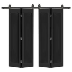 two black doors with metal handles on each side