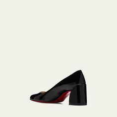 Christian Louboutin "Miss Sab" patent leather pumps 2.25 in / 55 mm block heel Round toe Slip-on style Signature Louboutin red leather outsole Made in Italy Heels Red, Red Louboutin, Red Sole, Patent Leather Pumps, Leather Pumps, Red Leather, Patent Leather, Block Heels, Christian Louboutin