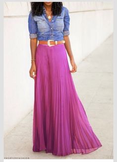 Long Pink Skirt, Western Belt, Pink Skirt, Skirt Outfits, Style Me Pretty, Look Fashion