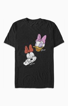 Minnie & Daisy Portrait T-Shirt Disney Minnie Mouse Short Sleeve T-shirt, Cute Mickey Mouse T-shirt For Fan Merchandise, Cute Mickey Mouse T-shirt Fan Merchandise, Cute Mickey Mouse T-shirt For Fans, Black Minnie Mouse T-shirt Short Sleeve, Black Minnie Mouse Short Sleeve T-shirt, Trip To Disneyland, Mickey Mouse Minnie Mouse, Mickey Mouse And Friends