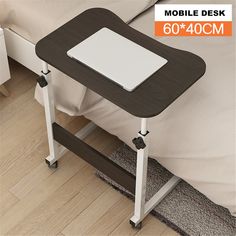 Dark Slate Gray Adjustable Computer Laptop Desk Simple Mobile Lifting Laptop Table With Wheels Wood Laptop Table Beside Bed Sofa Table Beside Bed, Bedside Stand, Overbed Table, Rolling Desk, Desk Simple, Table With Wheels, Adjustable Computer Desk, Bedside Stands