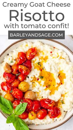 creamy goat cheese risotto with tomato confit is an easy and delicious side dish