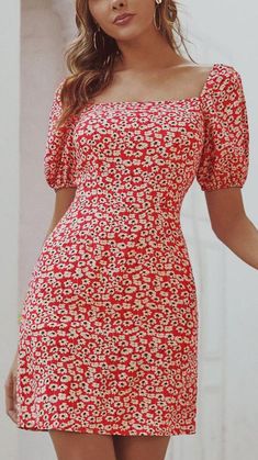 Red Polka Summer Short Dress (Cute & Sexy) Frock For Teens, Short Frocks For Women, Girls Frocks Design, Mini Frock, Short Frocks, Simple Frock Design, Short Frock, Casual Frocks, Frock For Women