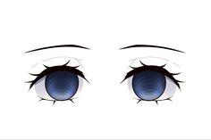 an anime eye with long lashes and blue eyes