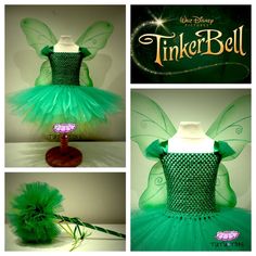 the green tinkerbell fairy costume is on display