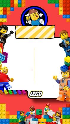 the lego movie frame is made out of legos and has an image of characters on it