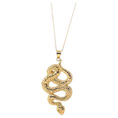 * INTRODUCTION----- This pendant is made with 14K yellow pure gold. It is made solid style. It looks very exquisite. The luxury yellow gold pendant is very shiny. Every angles and lines are so beautiful. It's an affordable gold gift for yourself and your love. * Specifications: approx. T & G Weight: 11.52 g Chain Width: 1 mm Material: 14K Yellow Gold, Solid Style Pendant Dimensions (LWH): 55.68 mm *27.02 mm *3.67 mm Chain Style: 18k Solid Wheat Gold Chain Chain Length: 18 In, W 1.910 g * TOP QUALITY JEWELRY---Handpicked, natural gemstones. Our gemstones are imported directly from the source and represent the finest luster & quality. All our products are accompanied by a natural Gemstones Guarantee. If you have any questions about the product, please feel free to contact us. * GUARANTEED: A Snake Pendant, Gold Gift, Gold Snake, Jade Jewelry, Yellow Gold Pendants, Pure Gold, Chain Styles, Quality Jewelry, Chain Length