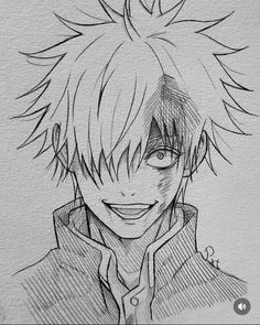 a drawing of an anime character with short hair