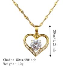 High Quality 18k Gold Plated Heart Necklace Jewelry Zirconia Love Pendant Ladies Necklace. Ideal to wear in any occasion or party Perfect in any outfits. Most popular with high quality crystal and gold plated. Gold Heart Necklace For Mother's Day Party, Valentine's Day Party Heart Necklace In Cubic Zirconia, Gold Heart Cut Necklace For Party, Heart-shaped 14k Gold Hallmarked Necklace, Luxury Heart-shaped Gold Plated Chain Necklace, Luxury Tarnish-resistant Yellow Gold Heart Necklace, Yellow Gold Heart-shaped Necklace With Hallmark, Gold-tone Heart Pendant Necklace For Valentine's Day, Girls Necklaces