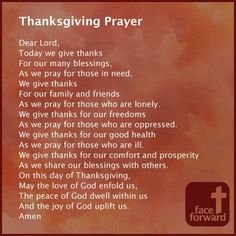 a thanksgiving prayer with an orange background