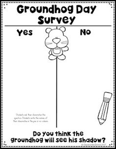 groundhog day survey with an image of a teddy bear holding a pencil in it's mouth