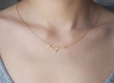 Word Necklace, Custom Name Necklace, Engraved Necklace, Necklace Personalized, Moon Necklace, Gold Filled Jewelry, Dainty Necklace