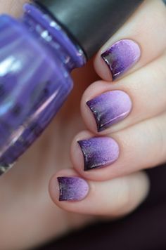 Nails Violet, Prom Purple, Black And Purple Nails, Nail Art Paillette, Nails Creative, Violet Ombre, Prom Nails Red, Purple Ombre Nails, Violet Nails