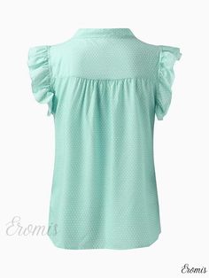 Eromis - Womens Polka Dot Bow Tie Blouse: Elegant Sleeveless Blouse featuring Casual Ruffle Trim, Perfect for Stylish Wardrobes Polka Dot Sleeveless Blouse For Spring, Sleeveless Polka Dot Top For Beach, Sleeveless Polka Dot Blouse For Spring, Sleeveless Polka Dot Top For Summer, Sleeveless Polka Dot Summer Tops, Sleeveless Polka Dot Blouse For Summer, Summer Sleeveless Polka Dot Blouse, Polka Dot Bow Tie, Blouse Elegant