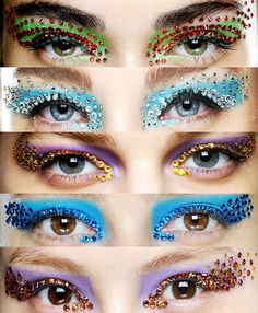 the eyes are decorated with different colors and designs