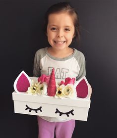 Valentine’s Day Box Unicorn, Unicorn Box Diy, Valentines Boxes For Kids School Unicorn, Unicorn Shoe Box Valentines, Unicorn Valentine Box Diy Easy, V Day Boxes For Kids, Diy Unicorn Valentines Boxes, Girl Valentines Box Ideas, Diy Valentines Boxes For Girls Kids