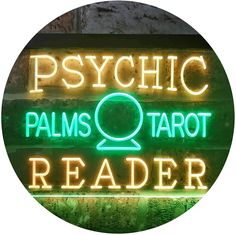 psychic palms tarot reader neon sign