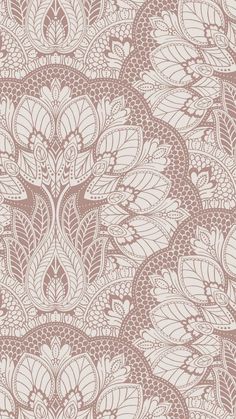 an intricately designed wallpaper pattern in pink and white