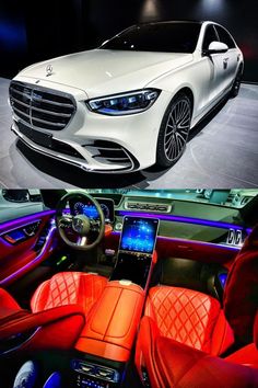 the inside and outside view of a mercedes s - class car at an auto show