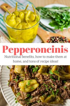 a plate with green peppers on it and the title reads, pepperonins nutritional benefits how to make them at home and tons of recipe ideas