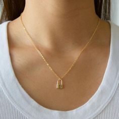 Minimalist Everyday Jewelry With Lock Detail, Everyday Gold Lock Jewelry, Everyday Gold Jewelry With Lock Detail, Gold Lock Necklace As Gift, Gold Chain Necklace With Lock For Gift, Tiny Gold Necklace, Forest Necklace, Dainty Gold Chain, Necklace Layered