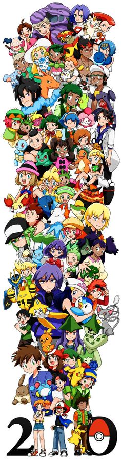 an image of many different cartoon characters in the same group, each with their own name