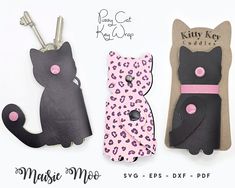 Pussy Cat Key Wrap - Maisie Moo Faux Leather Keychain Cricut Svg, Faux Leather Crafts Free Pattern, Faux Leather Projects Ideas, Key Ring Display, Faux Leather Crafts, Sewing Practice, Svg Keychain, Leather Fob, Art Stencils