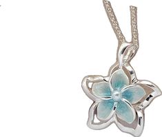 Silver Flower Jewelry With Pearl Pendant, Silver Flower-shaped Jewelry With Pearl Pendant, Light Blue Flower-shaped Jewelry For Gifts, Blue Sterling Silver Necklace With Flower Charm, Light Blue Flower Shaped Jewelry Gift, Silver Flower-shaped Necklace With Pearl Pendant, Delicate Light Blue Jewelry For Gift, Delicate Light Blue Jewelry Gift, Blue Flower Charm Jewelry As Gift For Her