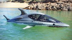 a futuristic vehicle floating in the water