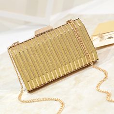 Free U.S. shipping. Style:  , color:Gold, suite for season：Spring, Summer, Autumn ，Dancing Club, Going out, Music Festival, Night Club, Party, Material PU, Gold Glitter Stripe Evening Bag Chain Box Clutch Purse Black Silver Wedding, Metallic Clutch Bag, Wedding Party Bags, Metallic Clutch, Rhinestone Clutch, New Metal, Ladies Clutch, Clutch Bags, Box Bag