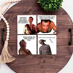 a wooden plaque with three different pictures of men in wrestling gear and the words,