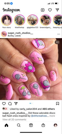 Disco Acrylic Nails, Disco Nail Designs, Disco Nail Ideas, Disco Ball Nails Designs, Disco Ball Nail Art, Pink Disco Nails, Glastonbury Nails, Disco Nail Art, Disco Nails Designs