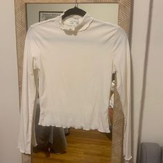 Great For Layering! Never Worn! Neck Ruffle, Basic Tee, Mock Neck, Layering, Long Sleeve Tees, Color White, Womens Tops, Tops & Tees, Long Sleeve