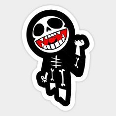 a sticker with an image of a cartoon character in the form of a skeleton