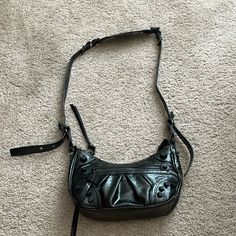 Never Used. Distressed Look, Very Chic! The Strap Is Adjustable. Casual Black Shoulder Bag For Night Out, Casual Black Shoulder Bag With Gunmetal Hardware, Steve Madden Bags, Bags Black, Small Purse, Steve Madden, Bag Lady, Purse, Women Shopping