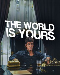 the world is yours movie poster with man sitting at table in front of large window