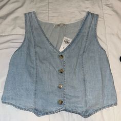 Nwt Light Denim Vest With Buttons Size Med Vest With Buttons, Hollister Tops, Light Denim, Denim Vest, Hollister, Color Blue, Womens Tops, Tank Tops, Women Shopping