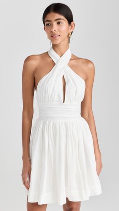 Fast Free Shipping & Free Returns on Zimmermann August Halter Mini Dress at Shopbop. Shop new arrivals from Zimmermann at Shopbop.com Chic Fitted Mini Dress With Elastic Neckline, Fitted White Dress With Elastic Neckline, Fitted Linen Mini Dress With Tie Back, Fitted Linen Dress With Gathered Neckline, Fitted Linen Backless Dress, Zimmermann Swimwear, Cotton Tunic Dress, Frill Mini Dress, Halter Neck Swimsuit